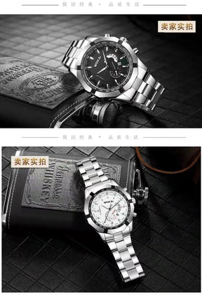 WOKAI high quality large dial men's European style waterproof luminous personality calendar watch boy business clock retro