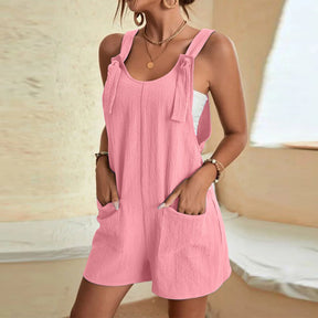 Women Wide Leg Overalls Casual Adjustable Strap Sleevelss Double Pocket Jumpsuits Sexy Loose Basic Daily Rompers OUFY-308