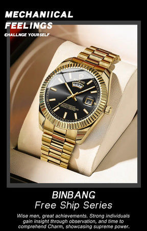 BINBOND B7012 Mens Fashion Business Sports Quartz Watch 30M Waterproof Luminous Classic Calendar Creative Clock Mens Wristwatch