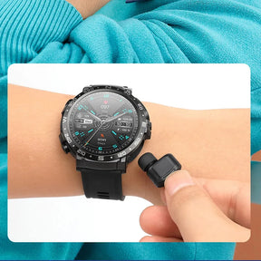 2 In 1 TWS Earphones Smart Watch Waterproof Wireless Bluetooth Dual Headset Call Health Blood Pressure Sports Music Smartwatch