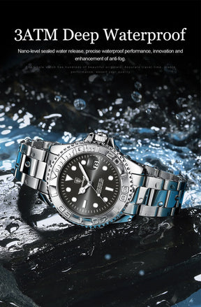 POEDAGAR Luxury Men Watch Business Quartz Man Clock Sports Waterproof Luminous Date Stainless Steel Men's Watches Male Reloj+box