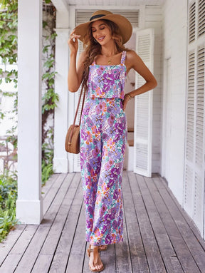 Elegant Long Jumpsuit Women Sexy Backless Wide Leg Jumpsuits Casual Sleeveless Floral Rompers Summer Clothes For Woman 2025 New