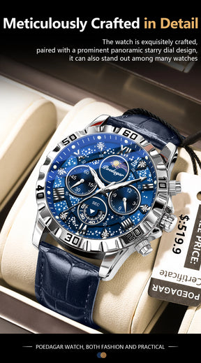 POEDAGAR Luxury Man Watch Waterproof Luminous Chronograph Watch For Men Military High Quality Leather Quartz Men's Watches Reloj