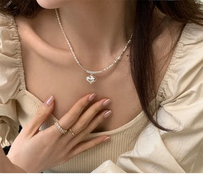 Popular 925 Sterling Silver Fashion Pearl Necklace For Women Fine Jewelry Wedding Party Birthday Gift