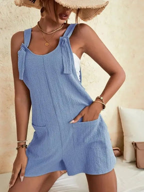 Women Wide Leg Overalls Casual Adjustable Strap Sleevelss Double Pocket Jumpsuits Sexy Loose Basic Daily Rompers OUFY-308