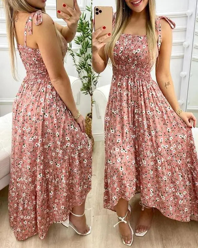Summer Women's 2025  new irregular strapless halter sleeveless long dress Sling Patchwork Print Irregular Tube Top Dress