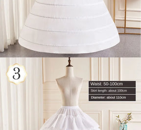 6-Hoops Underskirt Women Petticoat Wedding Dress Pleated Crinoline White a Line Floor Length Under Skirt Cancan Pettidresses