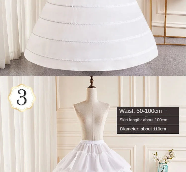 6-Hoops Underskirt Women Petticoat Wedding Dress Pleated Crinoline White a Line Floor Length Under Skirt Cancan Pettidresses