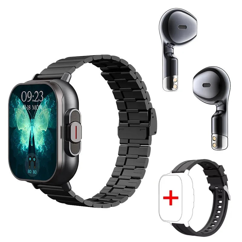 D8 Pro Smart Watch Large Screen With Earbuds TWS 2 In 1 Wireless Bluetooth Noise Earphones NFC Headset Music Sports Smartwatch