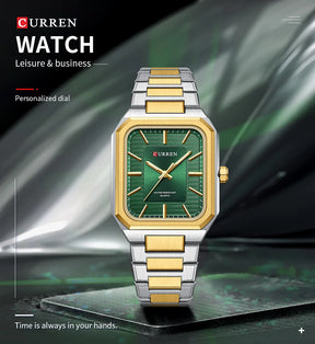CURREN NEW Rectangular Business Watches for Men 2023 Fashion Brand Quartz Stainless Steel Band Wristwatch Male Clock 8457