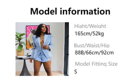Women New Slim Double-Breasted Button Denim Jacket Coat Slim Long Sleeve Autumn Ripped Fashion Jacket Blazer
