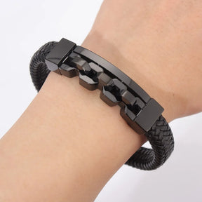 Trend Multi-Layer Leather Braided Hollow Lock Magnetic Buckle Bracelet Glamour Men's Bracelet New Fashion Jewelry Punk Accessori