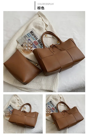 Large Weave Tote Bags For Women Large Capacity Designer Luxury 2024 New Trendy Shopping Korean Version Handbag Retro Travel
