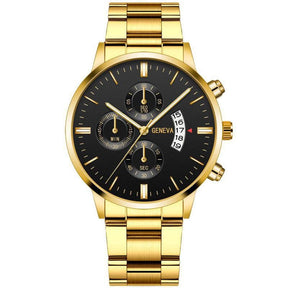 Leisure Business Fashion Men Black Stainless Steel Watch Luxury Calendar Quartz Wrist Watch Mens Business Watches for Man Clock