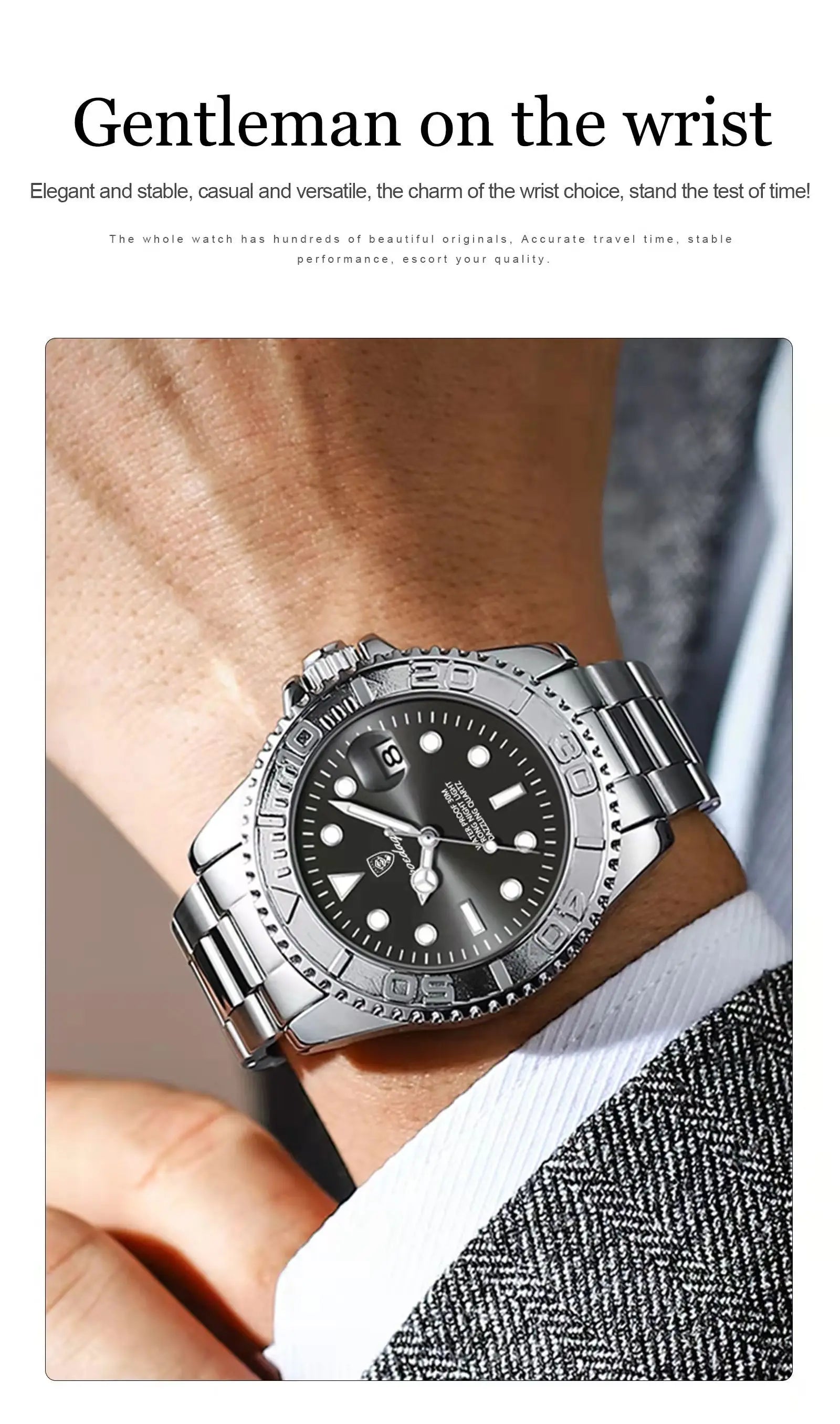 POEDAGAR Luxury Men Watch Business Quartz Man Clock Sports Waterproof Luminous Date Stainless Steel Men's Watches Male Reloj+box