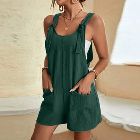 Women Wide Leg Overalls Casual Adjustable Strap Sleevelss Double Pocket Jumpsuits Sexy Loose Basic Daily Rompers OUFY-308