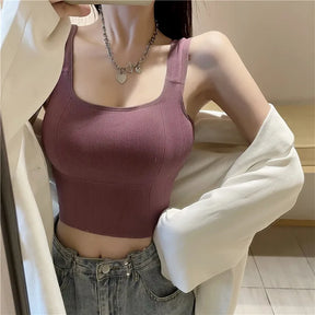 Women Push Up Camisole Padded Bra Sexy Top Suspender Tanks Fashion Printed Newspaper Camis Female Soft Sleeveless Tube Tops