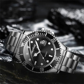 Hot Sale Men's Steel Strap Green Aqua Ghost with Calendar Quartz Watch Classic Men's Watches Fashion Matching Goods