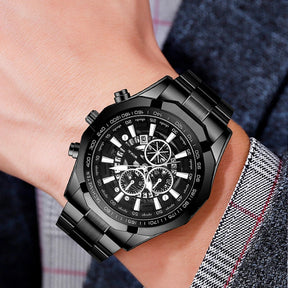 WOKAI high quality large dial men's European style waterproof luminous personality calendar watch boy business clock retro