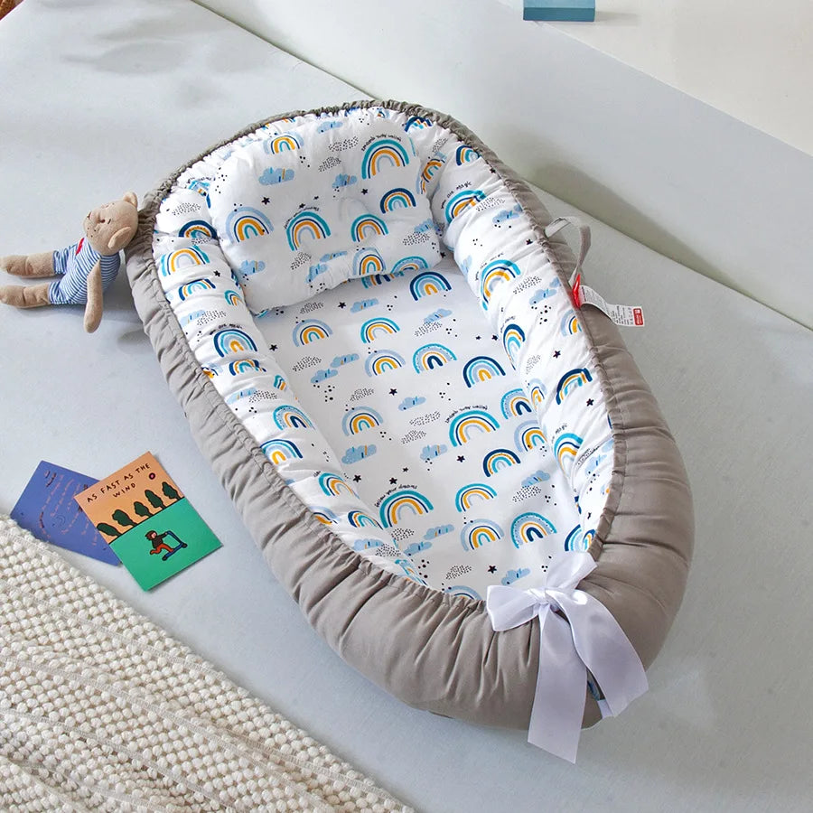 Infant Newborn Baby Lounger Portable Baby Nest Bed for Girls Boys Cotton Crib Toddler Bed Baby Nursery Carrycot Co Sleeper Bed