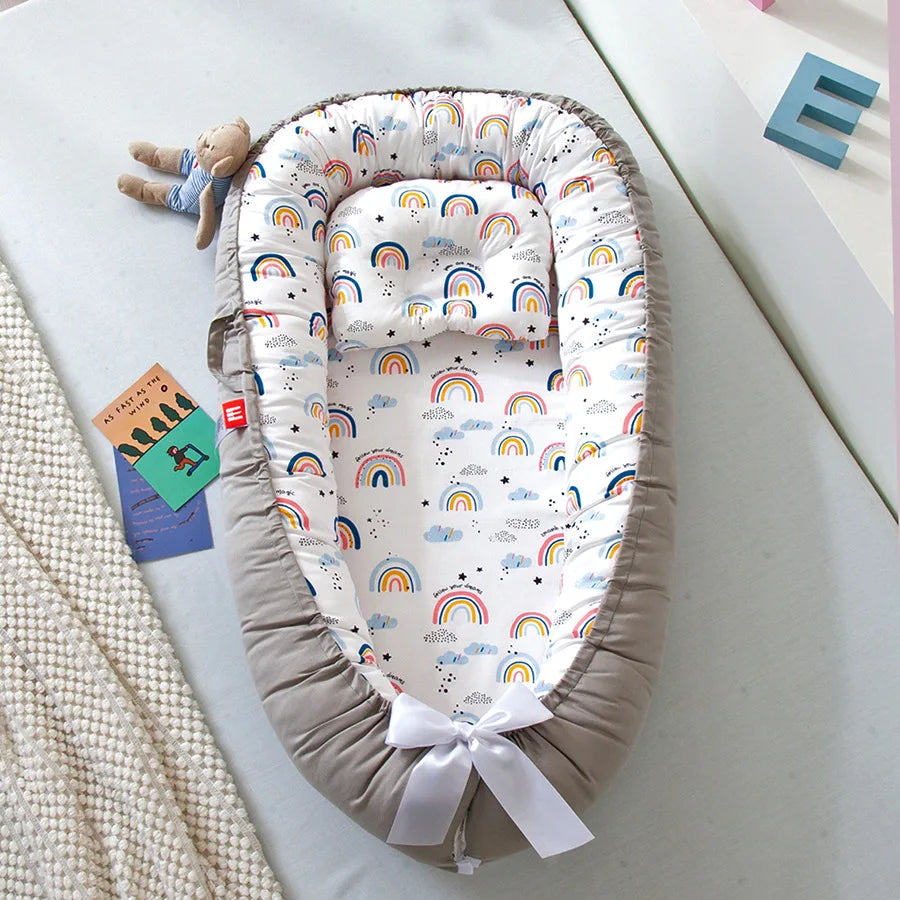 Infant Newborn Baby Lounger Portable Baby Nest Bed for Girls Boys Cotton Crib Toddler Bed Baby Nursery Carrycot Co Sleeper Bed