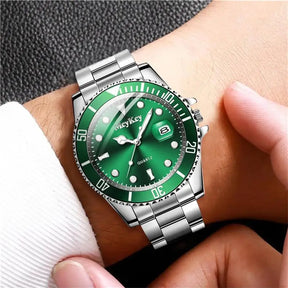 Hot Sale Men's Steel Strap Green Aqua Ghost with Calendar Quartz Watch Classic Men's Watches Fashion Matching Goods