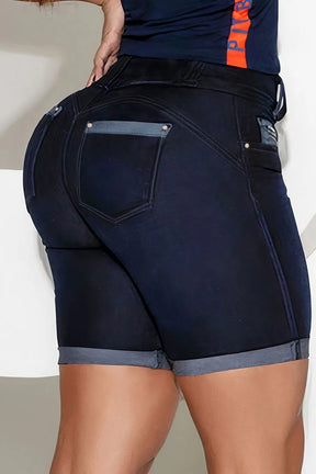 Women Jeans Sexy Sheath Shorts Washing Denim High Waist Slim Fit Zipper Fly Flat Spliced Summer Pockets Button Basics 2024