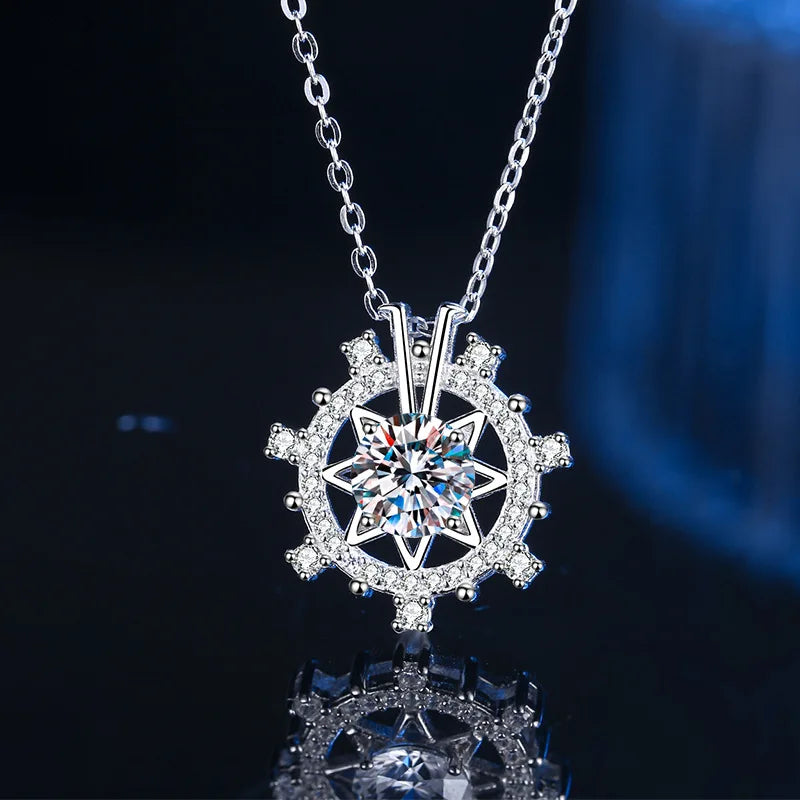 Luxurious Stars Moissanite Pendant Necklace for Women Wedding Bridal 100% S925 Sterling Silver Fine Jewelry 18k Gold Plated