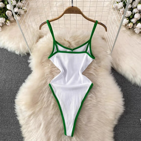 SINGREINY Summer Camis Open crotch Playsuits Sleevless Contrasting Slim Bodysuits 2024 Female Streetwear Sheath Vintage Rompers
