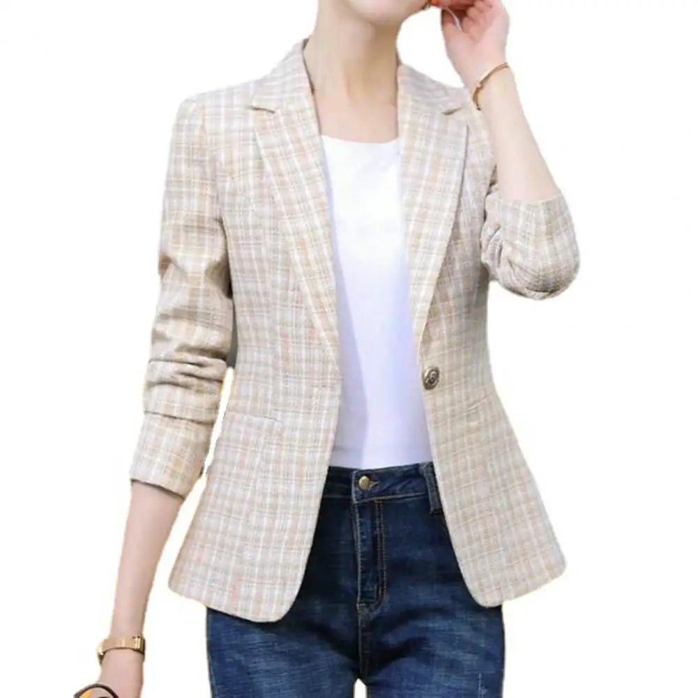 Women Spring Coat Turn-down Collar Outerwear Warm Casual Lady Spring Blazer   Women Blazer  for Work