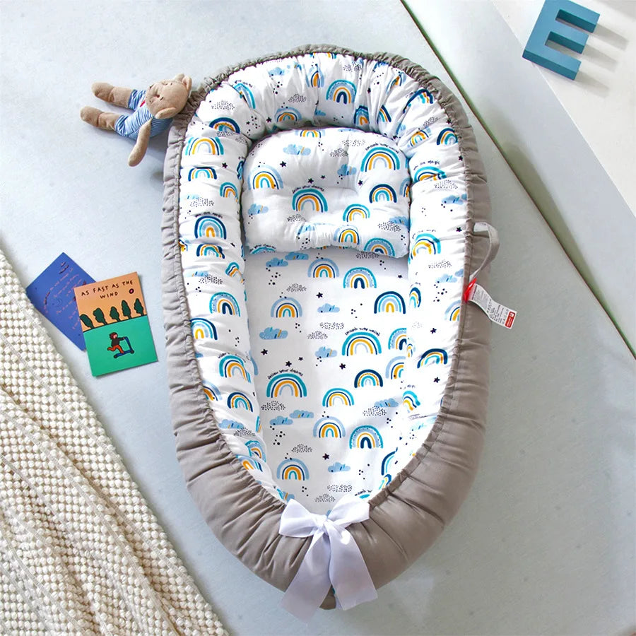 Infant Newborn Baby Lounger Portable Baby Nest Bed for Girls Boys Cotton Crib Toddler Bed Baby Nursery Carrycot Co Sleeper Bed