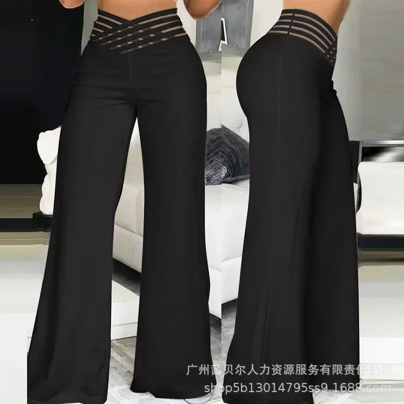 Houndstooth Print High Waist Work Pants Women Plaid Summer Spring Fashion Ankle Length Pants Office Lady