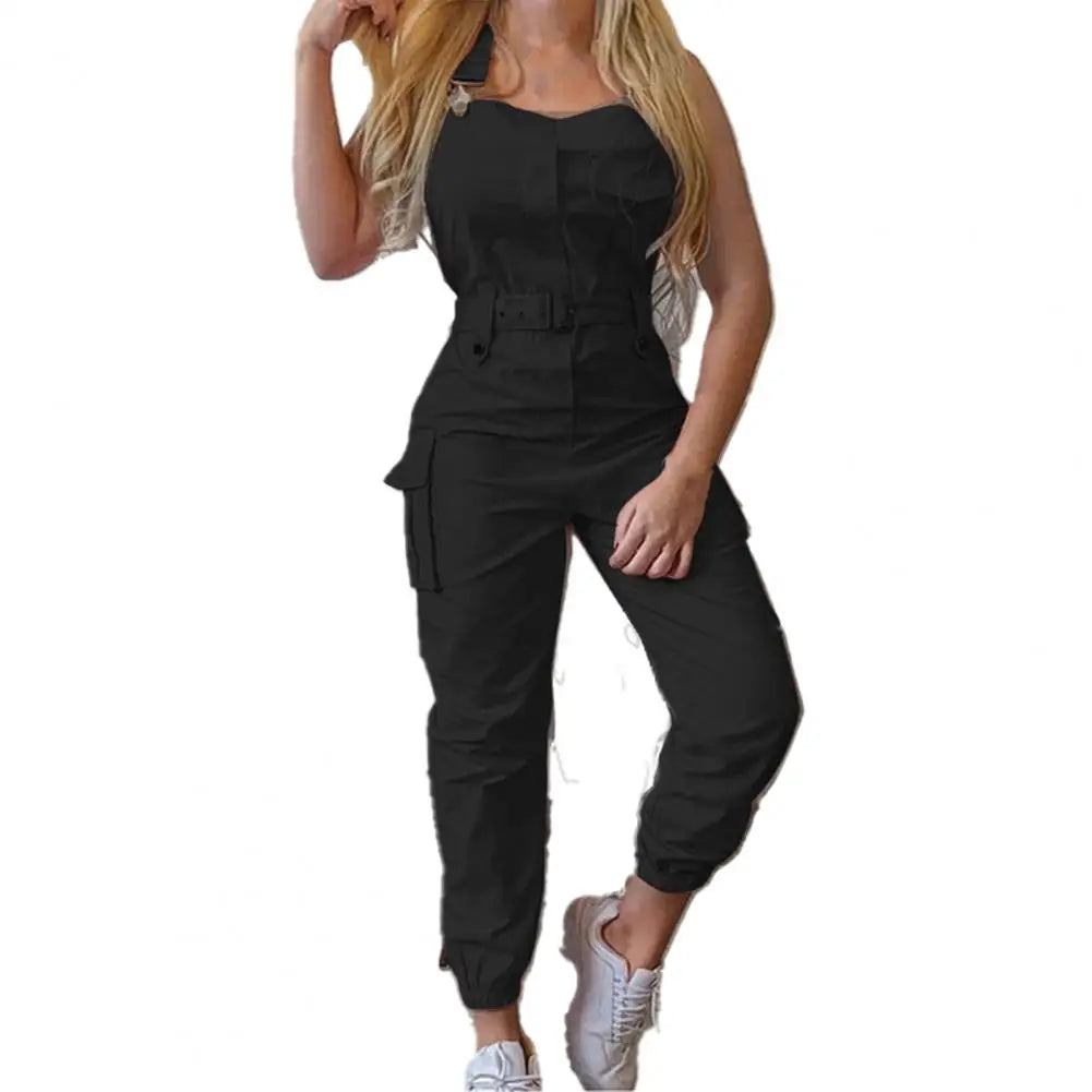 Women Romper 5 Colors Women Jumpsuit Women Sleeveless Slim Halter Jumpsuit Romper Casual Backless Pockets Overalls Playsuit