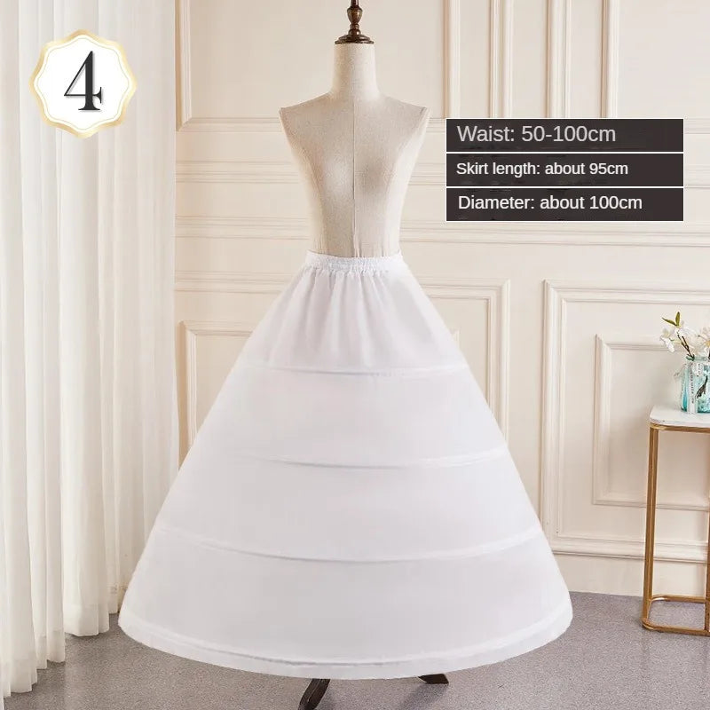6-Hoops Underskirt Women Petticoat Wedding Dress Pleated Crinoline White a Line Floor Length Under Skirt Cancan Pettidresses