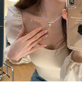 Popular 925 Sterling Silver Fashion Pearl Necklace For Women Fine Jewelry Wedding Party Birthday Gift