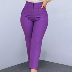 Stylish Office Pants 3D Cutting Workwear Anti-pilling Women Cropped Work Pants Solid Color Female Casual Trousers For Daily Wear