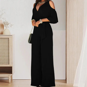 Stylish Formal OL Style Summer Jumpsuit Lace Up Women Summer Jumpsuit Deep Crotch OL Style Summer Jumpsuit Lady Garment