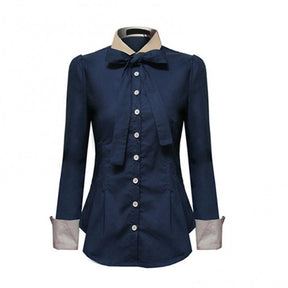 Women Shirts Office Long Sleeve Solid Color Turn Down Collar Waist Tight Shirt Buttons Blouse Top chemise femme рубашка женская