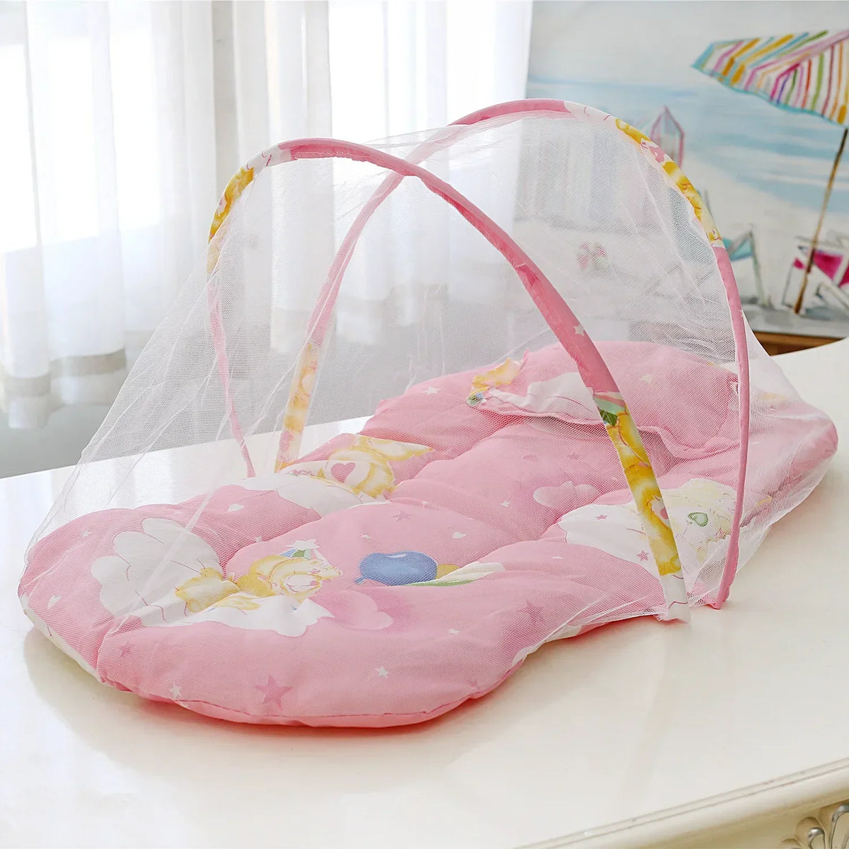 New Portable Crib Breathable Folding Newborns Care Bedding Set with Mosquito Net Basket Pillow Cotton Sleeping Cot Baby Nest Bed