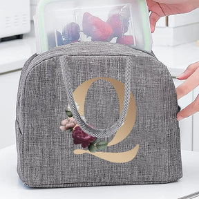 Thermal Food Picnic Lunch Box Insulated School Child Tote Lunch Bags for Work Cute Gold Letter Pattern Cooler Bag for Women