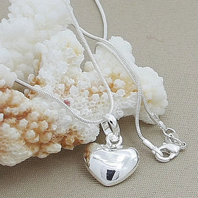hot sale 925 Sterling Silver Solid Heart Necklace 18-30 Inch Snake Chain For Women Girl Wedding Charm Fashion Jewelry luxury