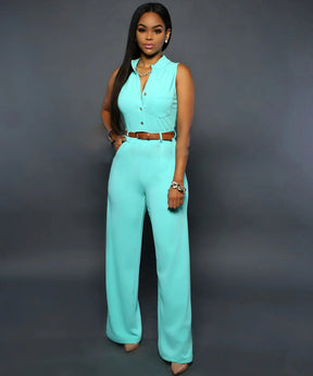 Jumpsuit Women 2021 Europe New single-breasted High Waist Belt wide-legged Pants Jumpsuits Rompers Womens Slim Jumpsuits ZSW2197