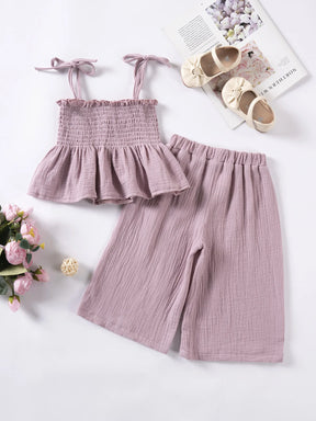 2025 Summer Baby Girl Sets  Fashionable Casual Camisole Shirt and Loose Pants for Kids Girls