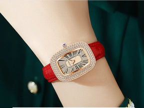 WOKAI high quality fashion luxury Full diamond Pigeon Egg Diamond Lady quartz belt Watch Girl student PROM clock vintage