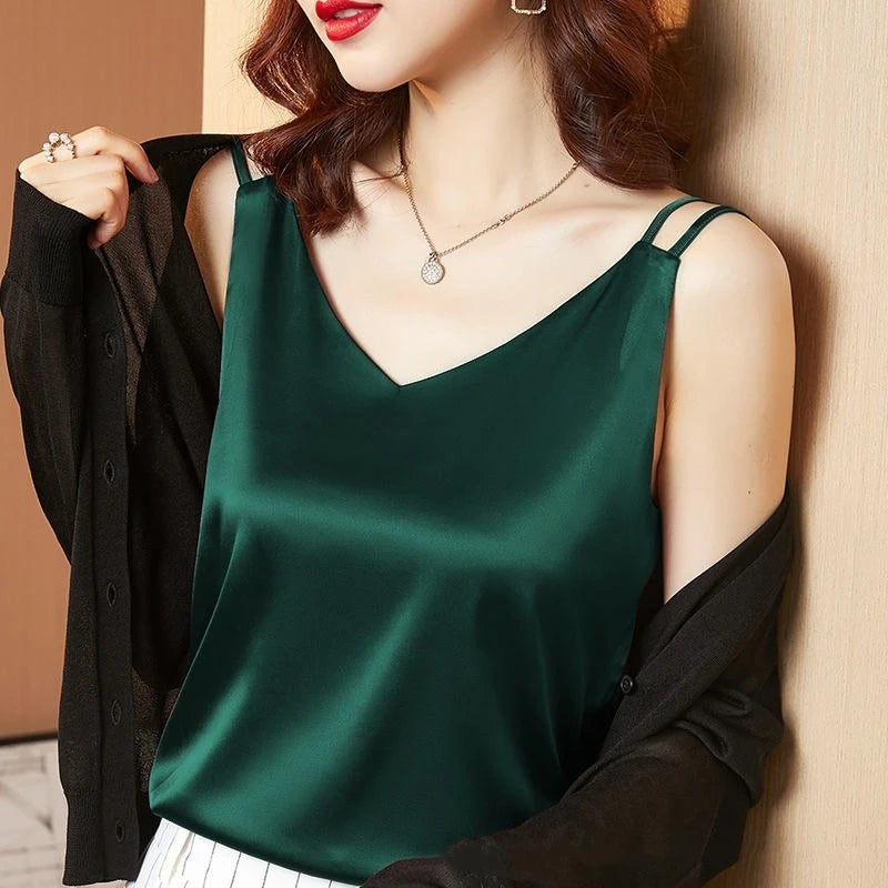 Ice silk Women Summer Tanks Camis Vest Fashion Casual Sleeveless Ladies Street Tanks Tops Tees Hotsweet B3169