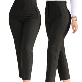 Stylish Office Pants 3D Cutting Workwear Anti-pilling Women Cropped Work Pants Solid Color Female Casual Trousers For Daily Wear