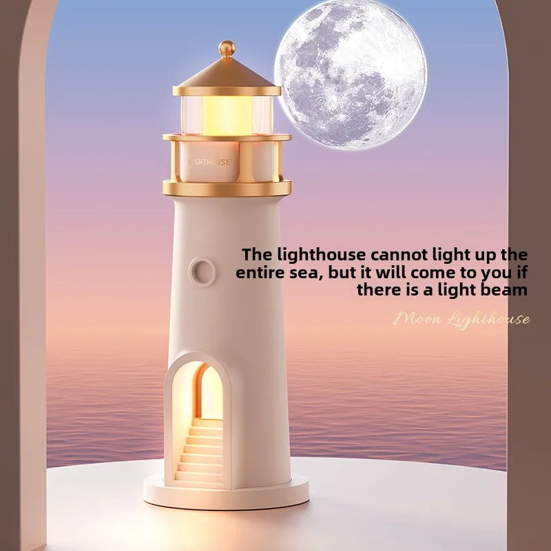 Moonlight Lighthouse Projection Light Atmosphere Night Light Bluetooth Speaker Ornament Human Sensing Small Desk Lamp