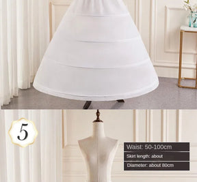 6-Hoops Underskirt Women Petticoat Wedding Dress Pleated Crinoline White a Line Floor Length Under Skirt Cancan Pettidresses