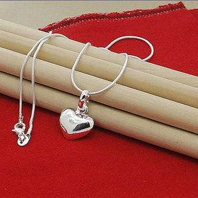 hot sale 925 Sterling Silver Solid Heart Necklace 18-30 Inch Snake Chain For Women Girl Wedding Charm Fashion Jewelry luxury