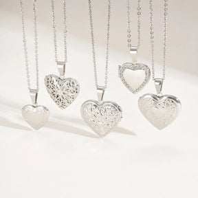 Vnox Never Fade Silver Color Stainless Steel Women Locket Pendant, Openable Heart Pendant Necklaces, Life Tree Floral Collar